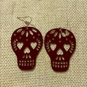 Black sugar skull earrings